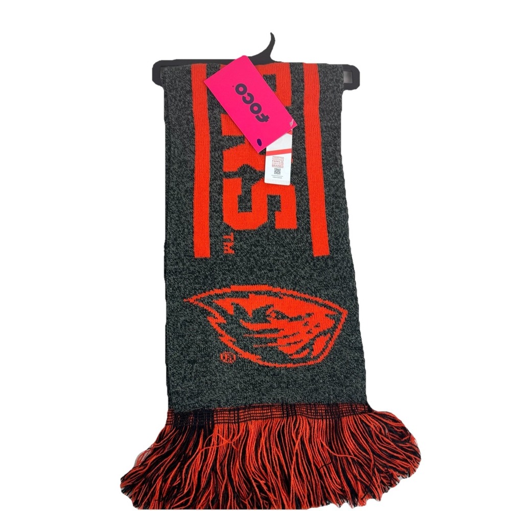 NWT FOCO Oregon State Beavers‎ OSU Scarf Charcoal/Orange - OSFM 67"L x 7"W
